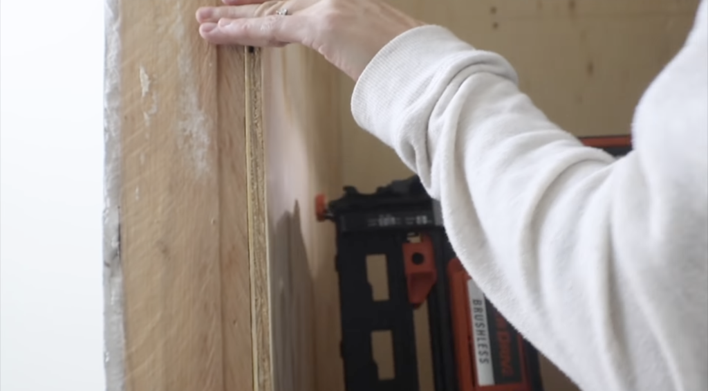 nailing in the plywood for the inside of the closet